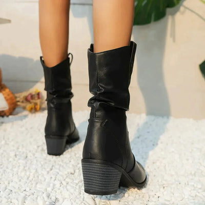 Veganem Leder Knitteroptik-Stiefel für Damen