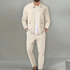 Zaren - Strukturiertes Jacken- und Hosen-Set in Beige