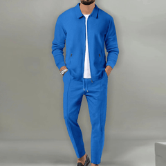 Zaren - Strukturiertes Jacken- und Hosen-Set in Blau