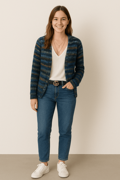Modische Damen Strickjacke | Mehrfarbig