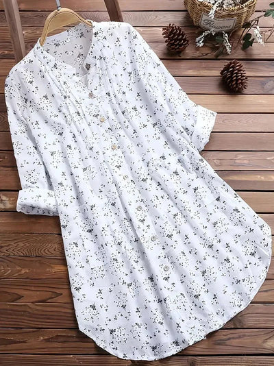 Geblümtes Kleid mit Umgeschlagenen Ärmeln für Damen