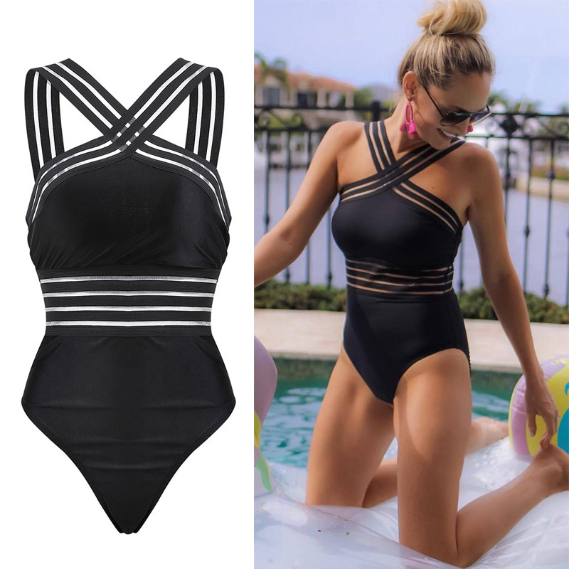 Yusleidy® | Damen Einteiliger Badeanzug Schwarz