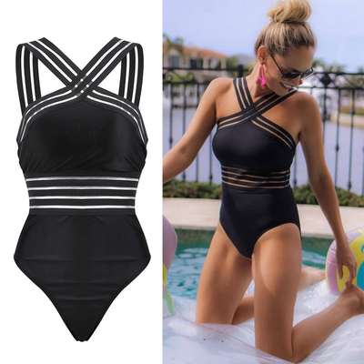 Yusleidy® | Damen Einteiliger Badeanzug Schwarz