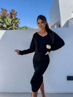 Tilda™ | Elegantes Set aus Kleid und Sweatshirt in Schwarz