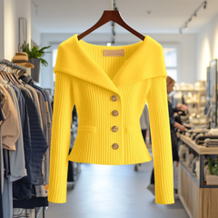 Nele | Feminine Wandelbare Strickjacke in Gelb
