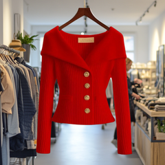 Nele | Feminine Wandelbare Strickjacke in Rot