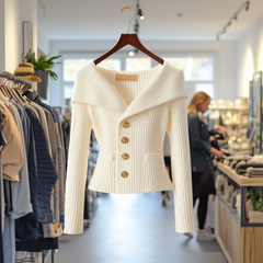 Nele | Feminine Wandelbare Strickjacke in Weiß