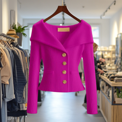 Nele | Feminine Wandelbare Strickjacke in Rosa