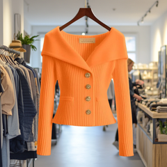Nele | Feminine Wandelbare Strickjacke in Orange