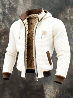 Niklas | Herren Steppjacke Fleecefutter Kapuze in Weiß