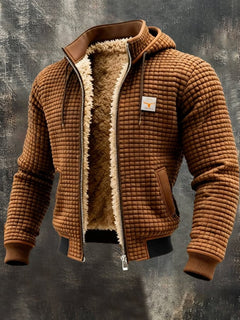 Niklas | Herren Steppjacke Fleecefutter Kapuze in Braun