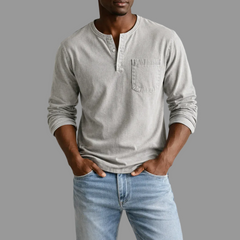 Sebastian | Herren Casual Henley Langarmshirt in Beige