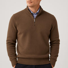 Noah | Herren Klassischer Stehkragen Cardigan in Braun