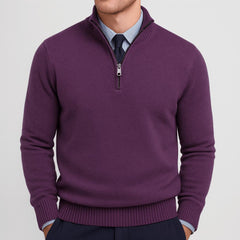 Noah | Herren Klassischer Stehkragen Cardigan in Dunkellila