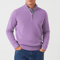 Noah | Herren Klassischer Stehkragen Cardigan in Lila