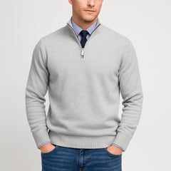 Noah | Herren Klassischer Stehkragen Cardigan in Hellgrau