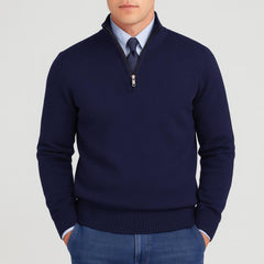 Noah | Herren Klassischer Stehkragen Cardigan in Marineblau