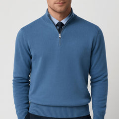 Noah | Herren Klassischer Stehkragen Cardigan in Blau