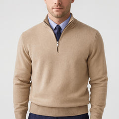 Noah | Herren Klassischer Stehkragen Cardigan in Beige