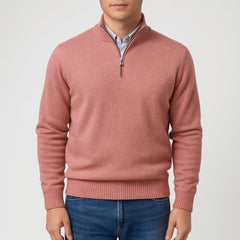 Noah | Herren Klassischer Stehkragen Cardigan in Rosa
