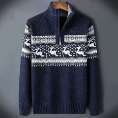 Noah | Herren Strick Pullover mit Half-Zip in Blau