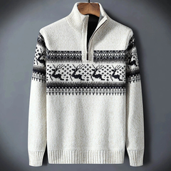 Noah | Herren Strick Pullover mit Half-Zip in Weiß