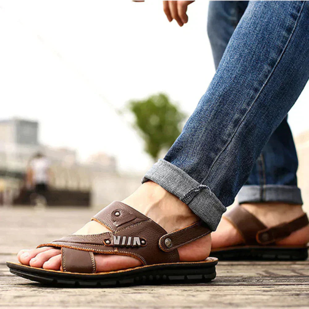 Lederne Offene Zehen Sandalen für Herren