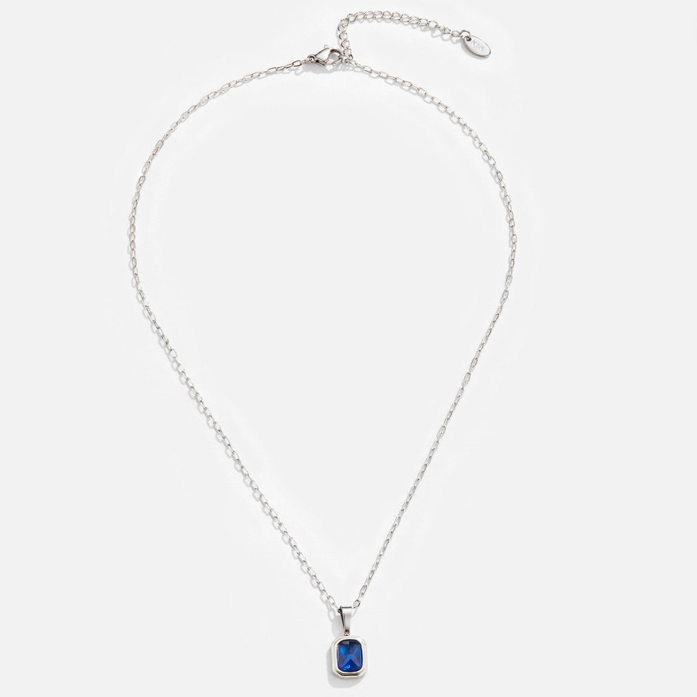 Ozeanblauer Anhänger Silberne Halskette