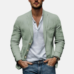 Lorenzio™ | Eleganter Sommerblazer aus leichtem Leinen in Hellgrün