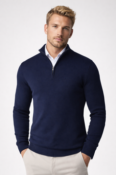 Oliver | Herren Halbzip Strickpullover in Blau