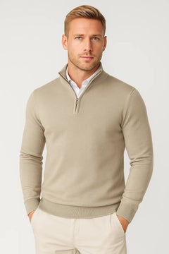 Oliver | Herren Halbzip Strickpullover in Beige