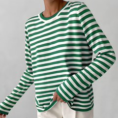 Dagmar - Elegantes gestreiftes T-Shirt - Leichter Stoff in Grün