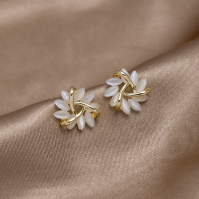 Opal Blüten Gold Ohrringe