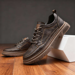 Oswin | Herren Casual Schnür-Halbschuhe in Dunkelbraun