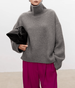 Lea | Stilvoller Pullover Damen mit Rollkragen in Grau