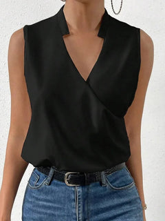 Paloma | Damen Ärmellose V-Ausschnitt Bluse Floral in Schwarz