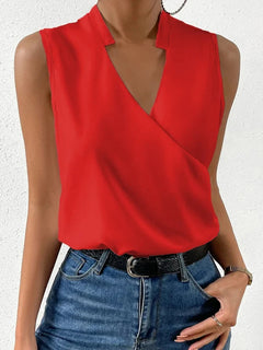 Paloma | Damen Ärmellose V-Ausschnitt Bluse Floral in Rot
