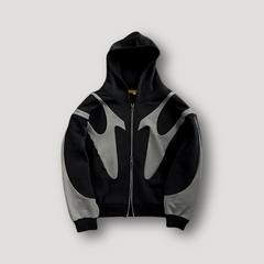 Peter | Herren Trendiger Flammen Zip Hoodie in Schwarz