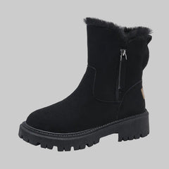 Petra | Damen Wildleder Reißverschluss Schneestiefel in Schwarz