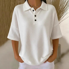 Bregje | Damen Poloshirt Kurzarm Relaxed Fit in Weiß