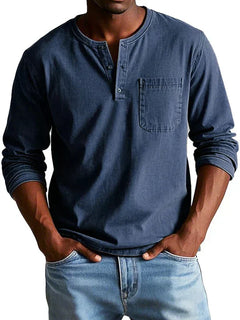 Philipp | Herren Langarm Henleyshirt lässig in Marineblau