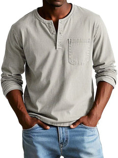 Philipp | Herren Langarm Henleyshirt lässig in Beige