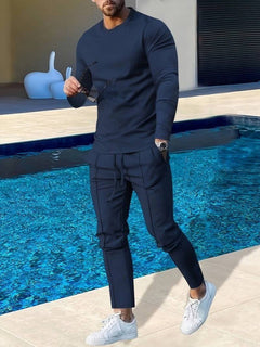 RAFAEL – Leichtes Set aus Pullover und Hose für Herren in Dunkelblau
