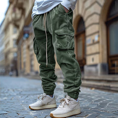 Elias - Jogginghose Aus Kord Mit Kordelzug Der Taille in DunkelGrün