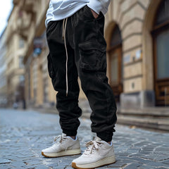 Elias - Jogginghose Aus Kord Mit Kordelzug Der Taille in Schwarz