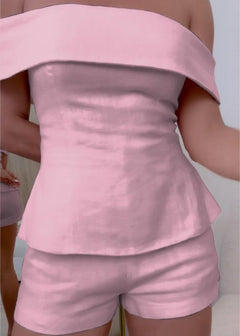 Paisley | Reverskragen Anzug Zweiteiliges Set in Rosa