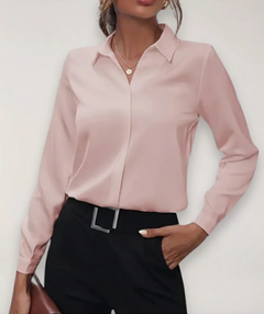 Marie | Damen Elegante Langarm Bluse in Rosa