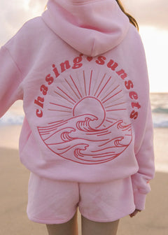 FEMMEHAUS PALM HOODIE in Rosa Sonnenuntergang