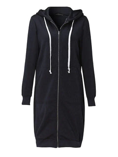 Ember - Zip-Up Hoodie - Knielang in Dunkelblau