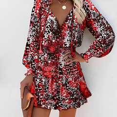 Annabelle - Minikleid - Blumen Chiffon in Rot
